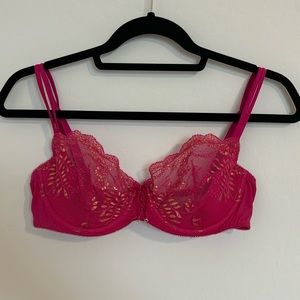 Victoria’s Secret Fuchsia Lingerie Bra with Gold Accent  Size 36C RN#70817